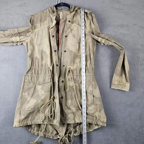 Free People Green Festival Embroidered Anorak Jacket Utility Military Boho Sz 6 - Picture 6 of 9